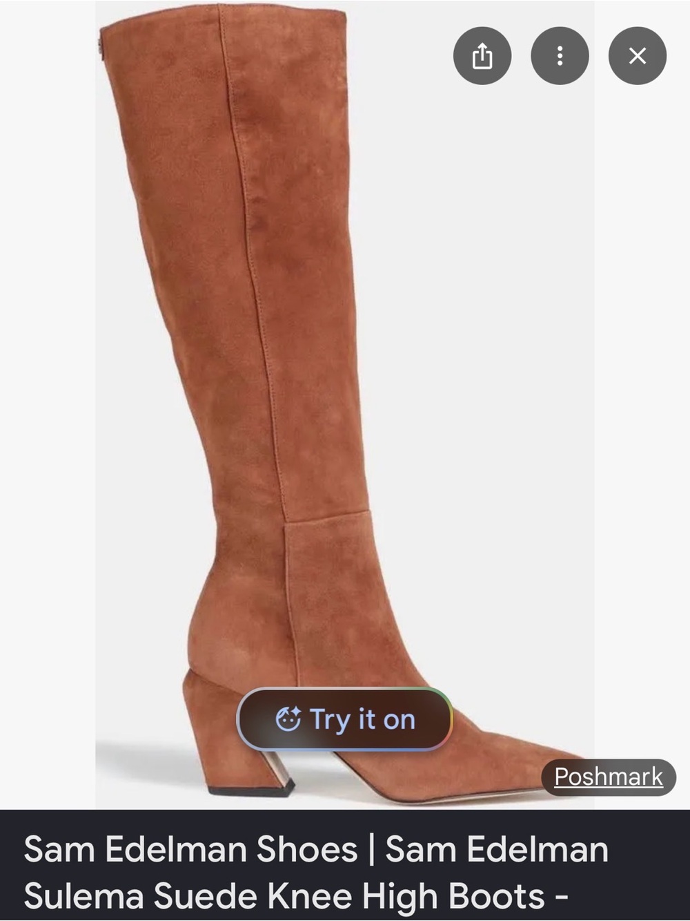 Sam Edelman Tall Suede Knee Boots in Cognac Brown